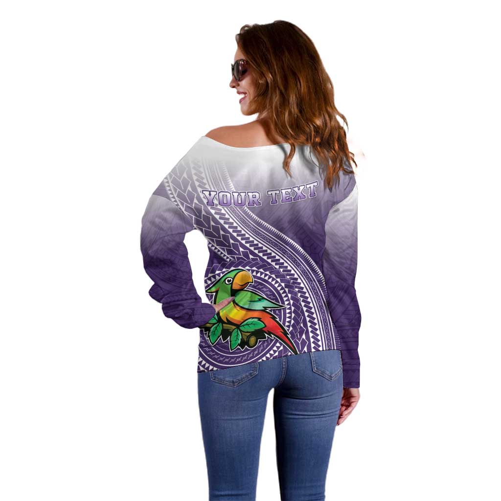 Personalized Manua High School Off Shoulder Sweater Polynesian Tribal Pattern