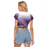 Personalized Manua High School Raglan Cropped T Shirt Polynesian Tribal Pattern LT05 - Polynesian Pride