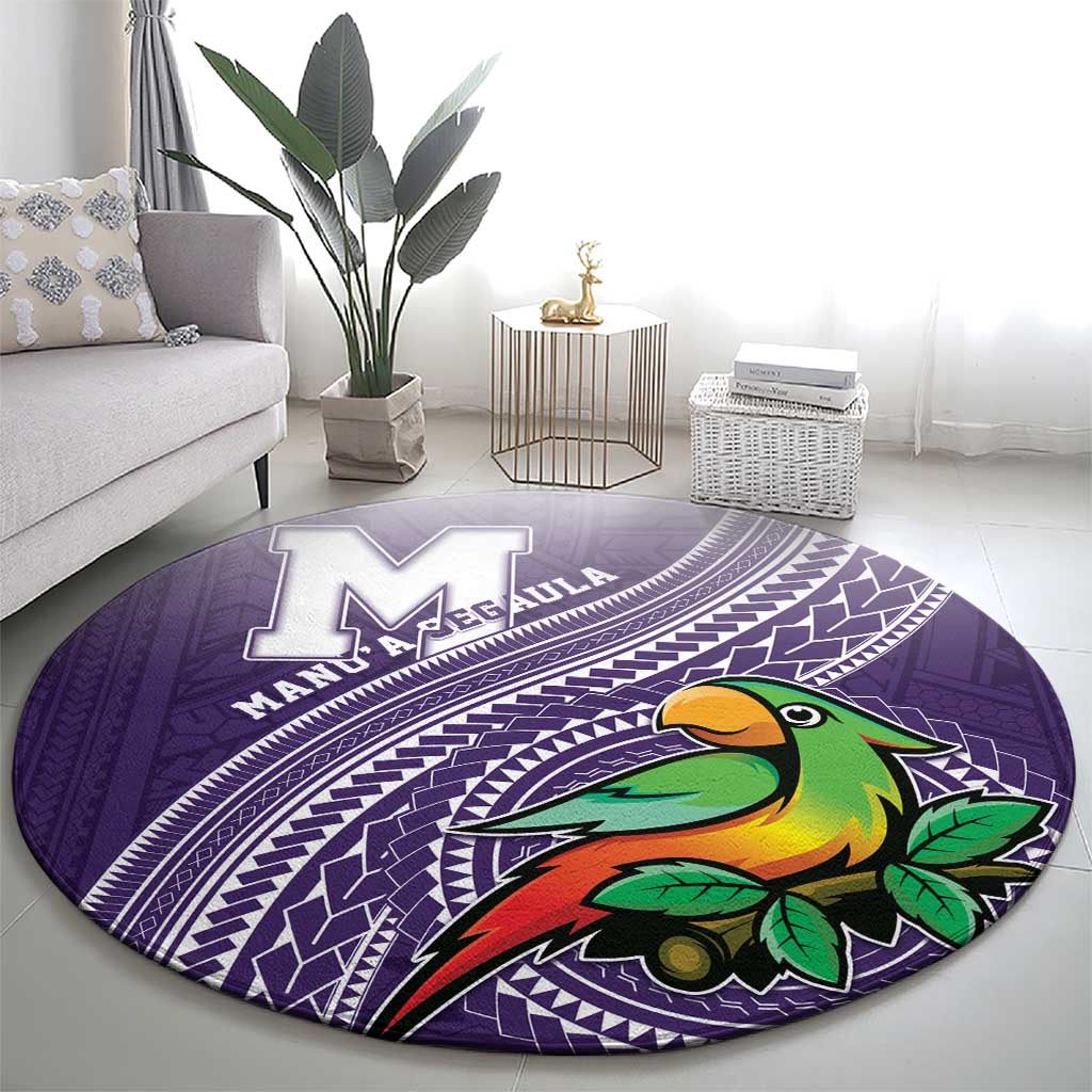 Manua High School Round Carpet Polynesian Tribal Pattern