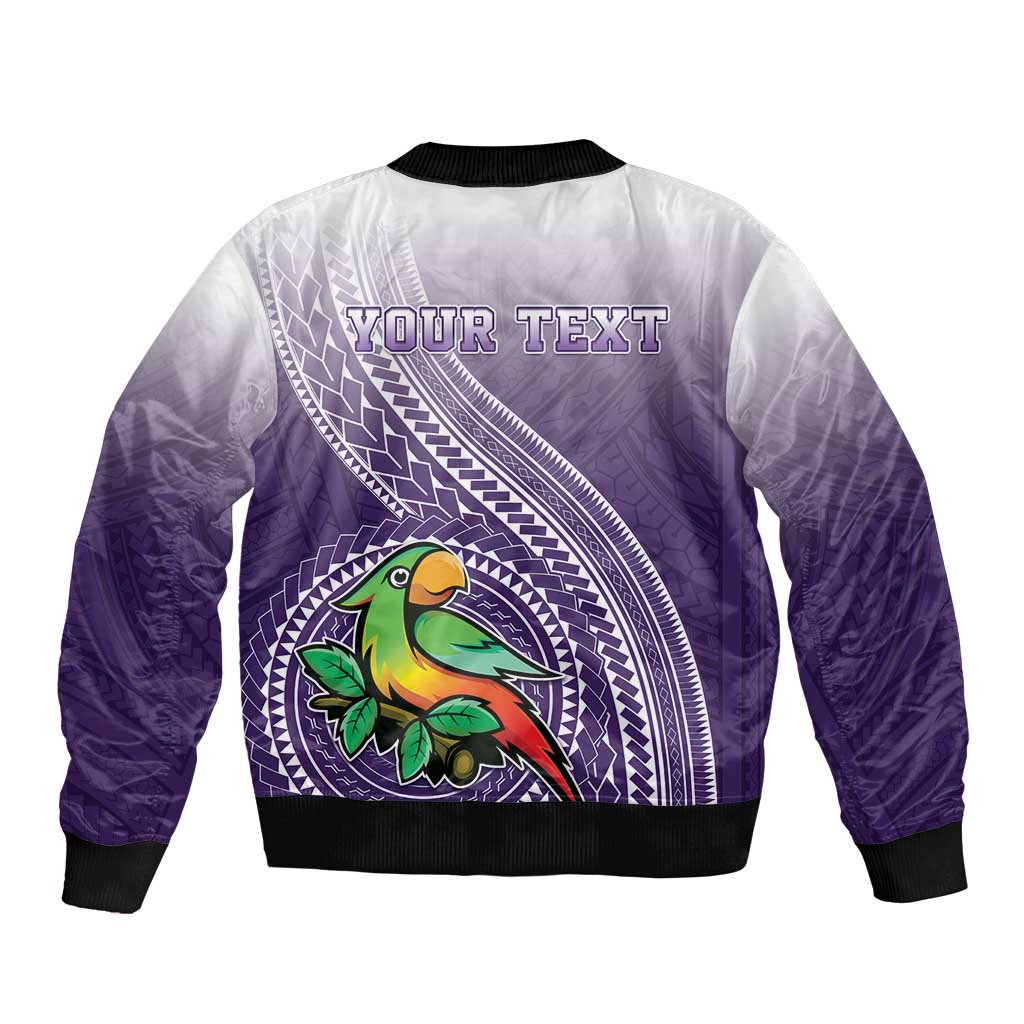 Personalized Manua High School Sleeve Zip Bomber Jacket Polynesian Tribal Pattern LT05 - Polynesian Pride