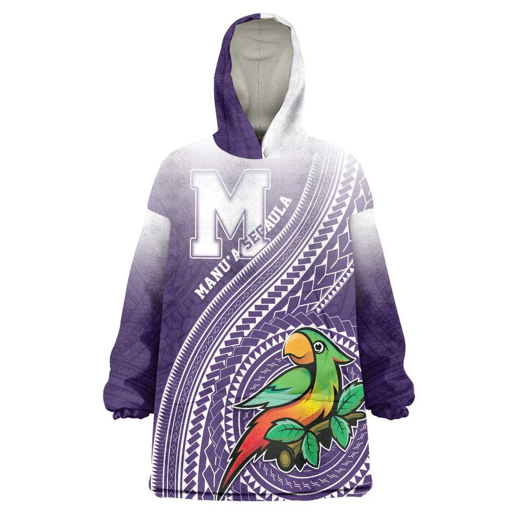 Personalized Manua High School Wearable Blanket Hoodie Polynesian Tribal Pattern