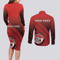 Personalized Fagaitua High School Couples Matching Long Sleeve Bodycon Dress and Long Sleeve Button Shirt Polynesian Tribal Pattern LT05 - Polynesian Pride
