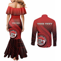 Personalized Fagaitua High School Couples Matching Mermaid Dress and Long Sleeve Button Shirt Polynesian Tribal Pattern LT05 - Polynesian Pride