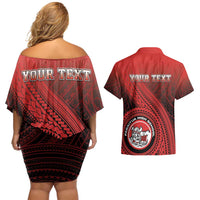 Personalized Fagaitua High School Couples Matching Off Shoulder Short Dress and Hawaiian Shirt Polynesian Tribal Pattern LT05 - Polynesian Pride