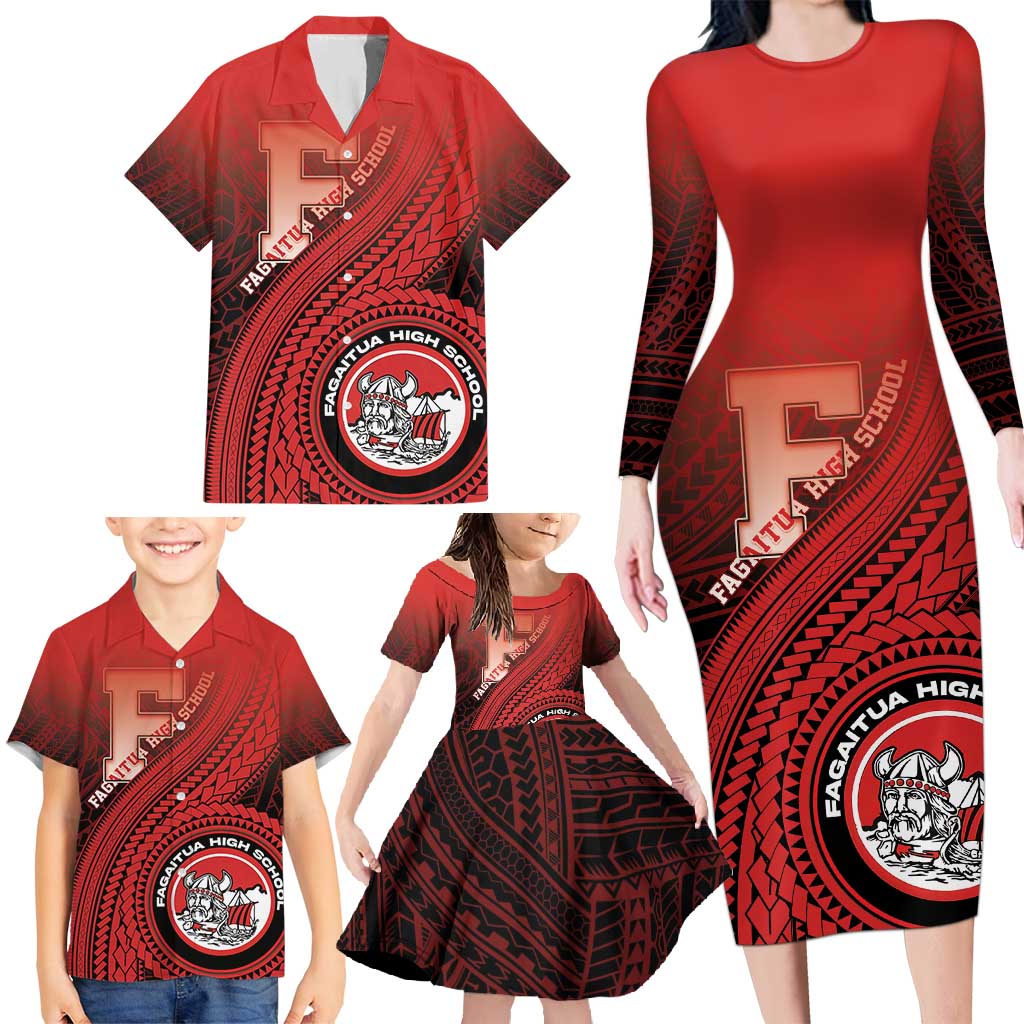 Personalized Fagaitua High School Family Matching Long Sleeve Bodycon Dress and Hawaiian Shirt Polynesian Tribal Pattern LT05 - Polynesian Pride
