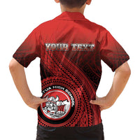 Personalized Fagaitua High School Family Matching Off Shoulder Maxi Dress and Hawaiian Shirt Polynesian Tribal Pattern