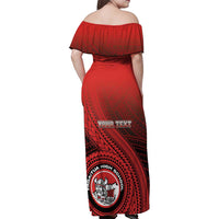 Personalized Fagaitua High School Family Matching Off Shoulder Maxi Dress and Hawaiian Shirt Polynesian Tribal Pattern