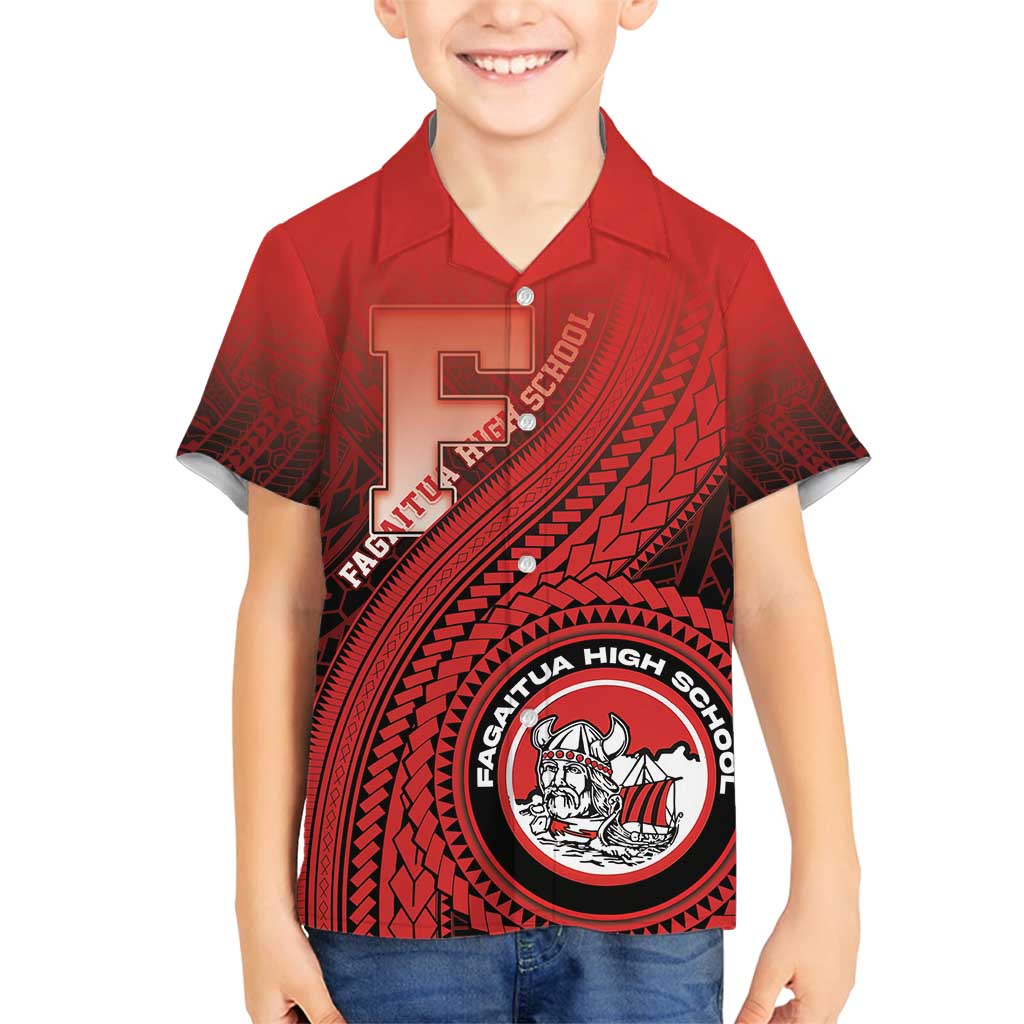 Personalized Fagaitua High School Family Matching Off Shoulder Maxi Dress and Hawaiian Shirt Polynesian Tribal Pattern