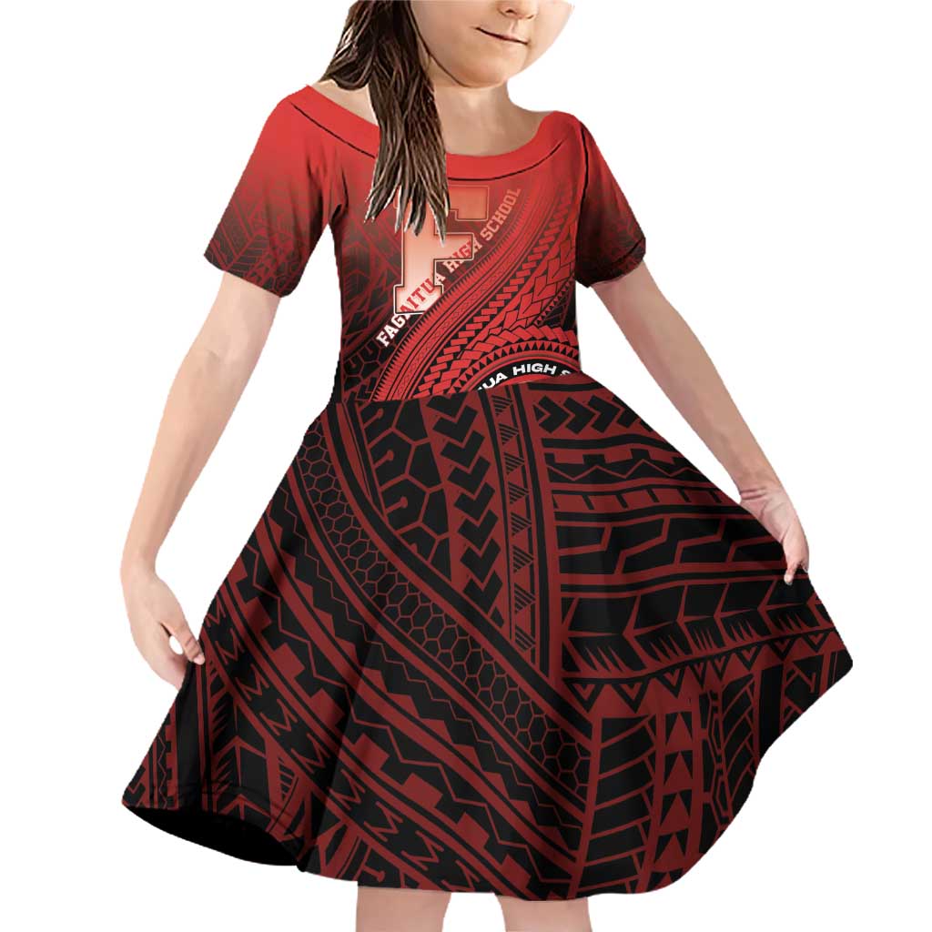 Personalized Fagaitua High School Family Matching Off Shoulder Short Dress and Hawaiian Shirt Polynesian Tribal Pattern