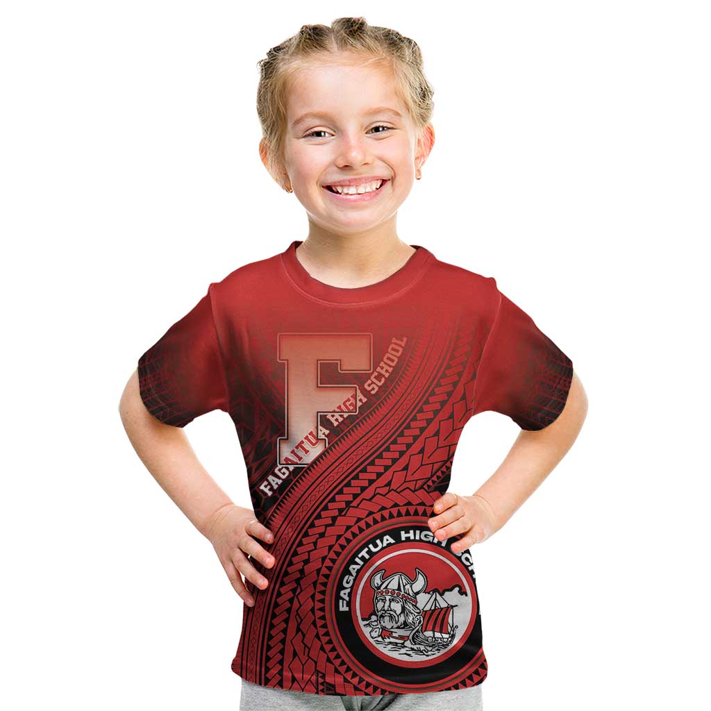 Personalized Fagaitua High School Kid T Shirt Polynesian Tribal Pattern LT05 Red - Polynesian Pride