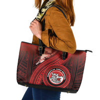 Fagaitua High School Leather Tote Bag Polynesian Tribal Pattern LT05 Red - Polynesian Pride