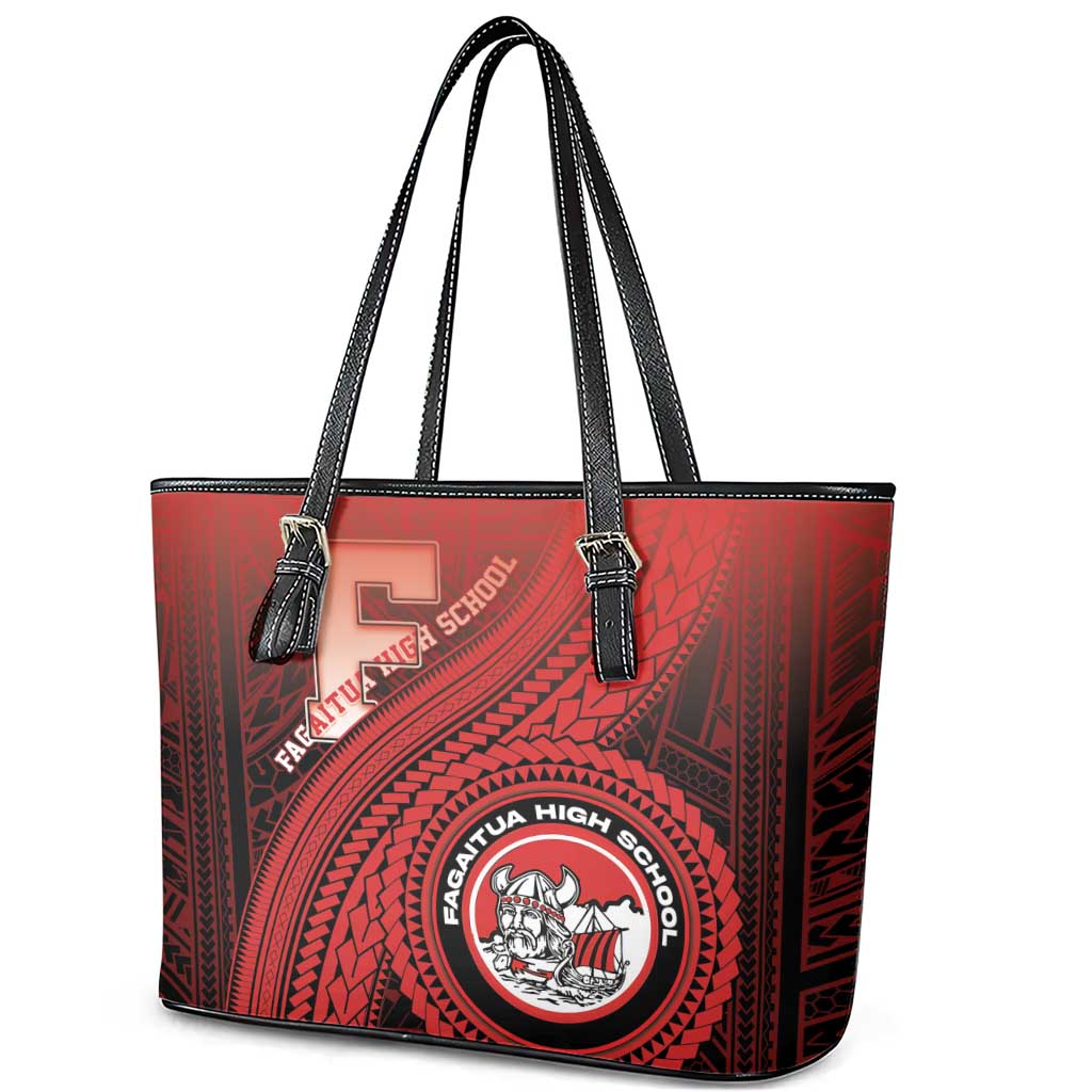 Fagaitua High School Leather Tote Bag Polynesian Tribal Pattern LT05 - Polynesian Pride