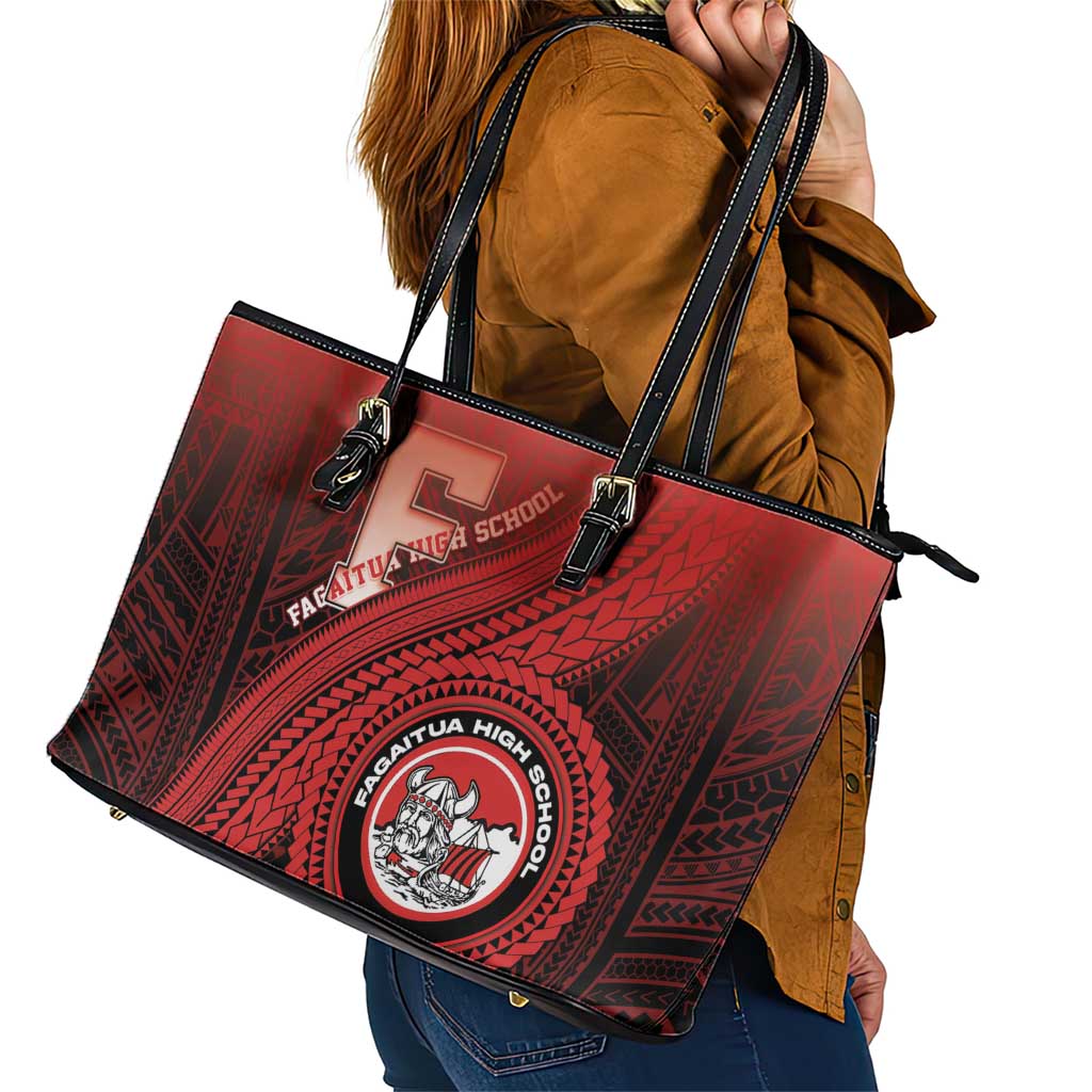 Fagaitua High School Leather Tote Bag Polynesian Tribal Pattern LT05 - Polynesian Pride