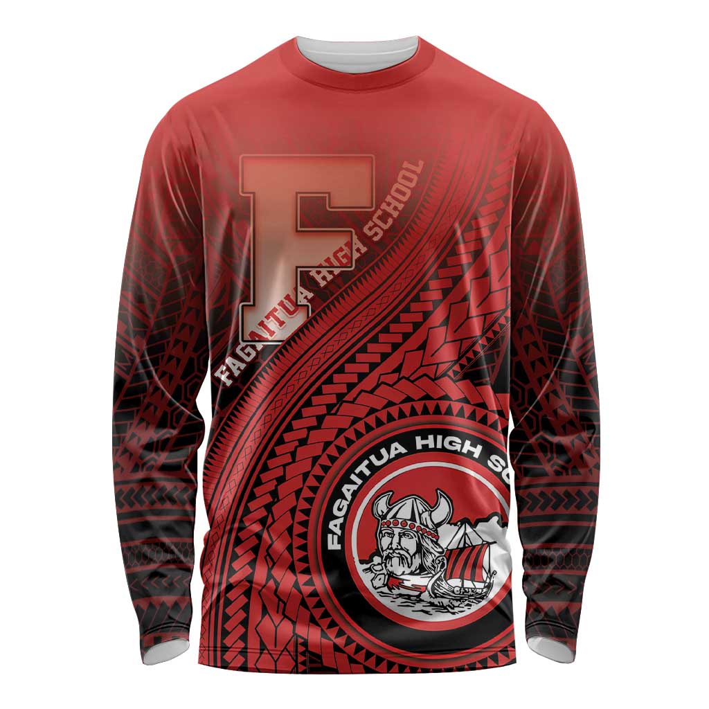 Personalized Fagaitua High School Long Sleeve Shirt Polynesian Tribal Pattern LT05 Unisex Red - Polynesian Pride