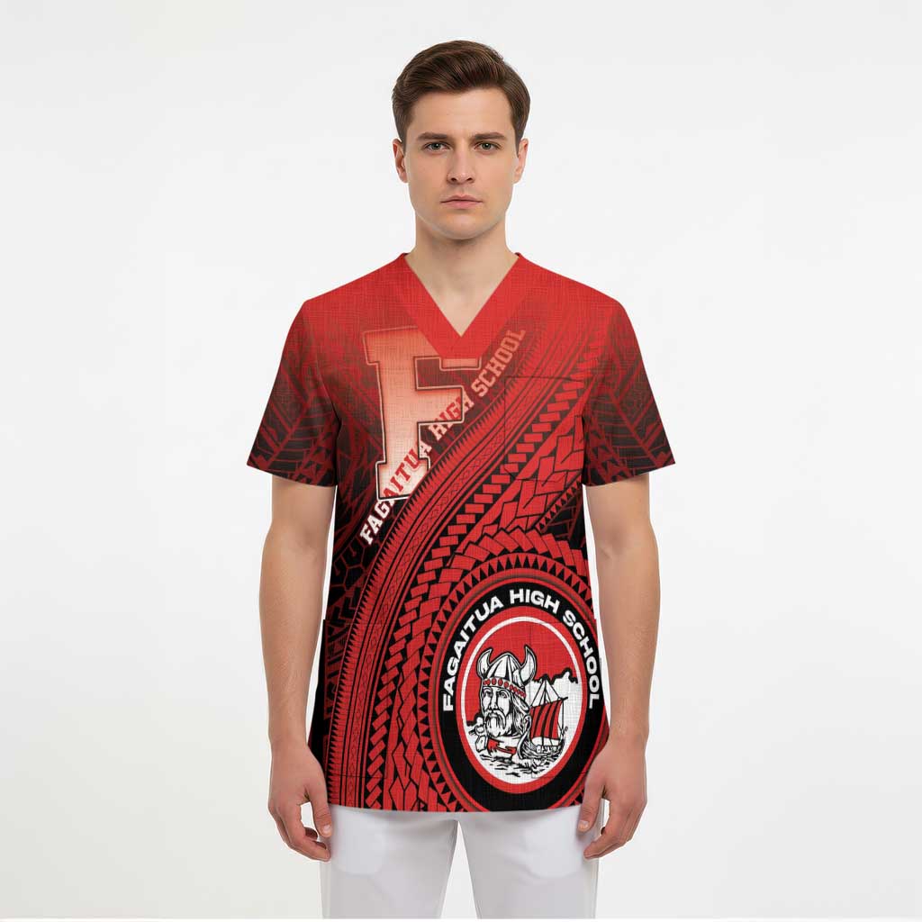 Personalized Fagaitua High School Scrub Top Polynesian Tribal Pattern - Polynesian Pride