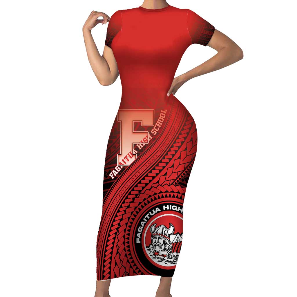 Personalized Fagaitua High School Short Sleeve Bodycon Dress Polynesian Tribal Pattern
