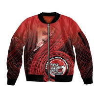 Personalized Fagaitua High School Sleeve Zip Bomber Jacket Polynesian Tribal Pattern LT05 Unisex Red - Polynesian Pride