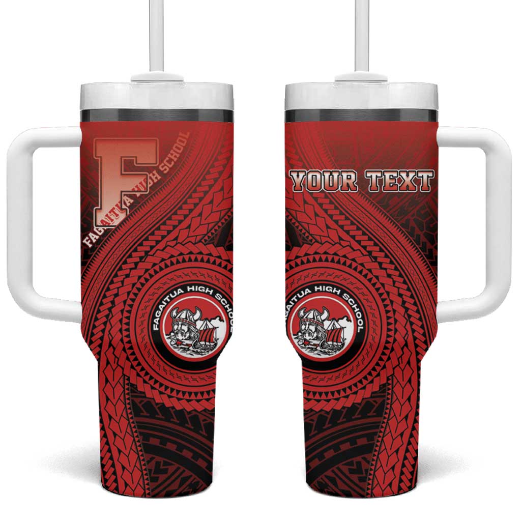 Personalized Fagaitua High School Tumbler With Handle Polynesian Tribal Pattern LT05 One Size: 40 oz Red - Polynesian Pride