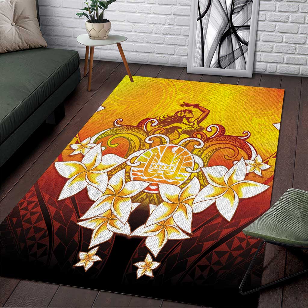 Tahiti Heiva Festival Area Rug Tahitian Vahine Plumeria Flowers