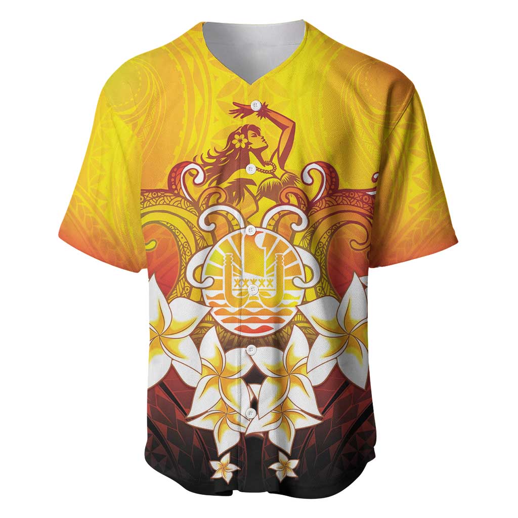 Tahiti Heiva Festival Baseball Jersey Tahitian Vahine Plumeria Flowers