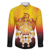 Tahiti Heiva Festival Family Matching Off Shoulder Maxi Dress and Hawaiian Shirt Tahitian Vahine Plumeria Flowers