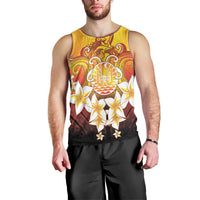 Tahiti Heiva Festival Men Tank Top Tahitian Vahine Plumeria Flowers