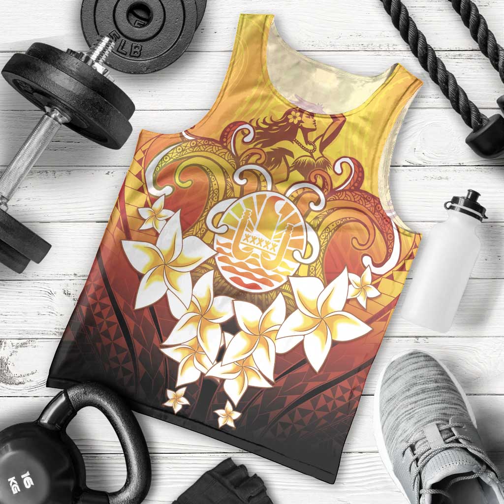 Tahiti Heiva Festival Men Tank Top Tahitian Vahine Plumeria Flowers