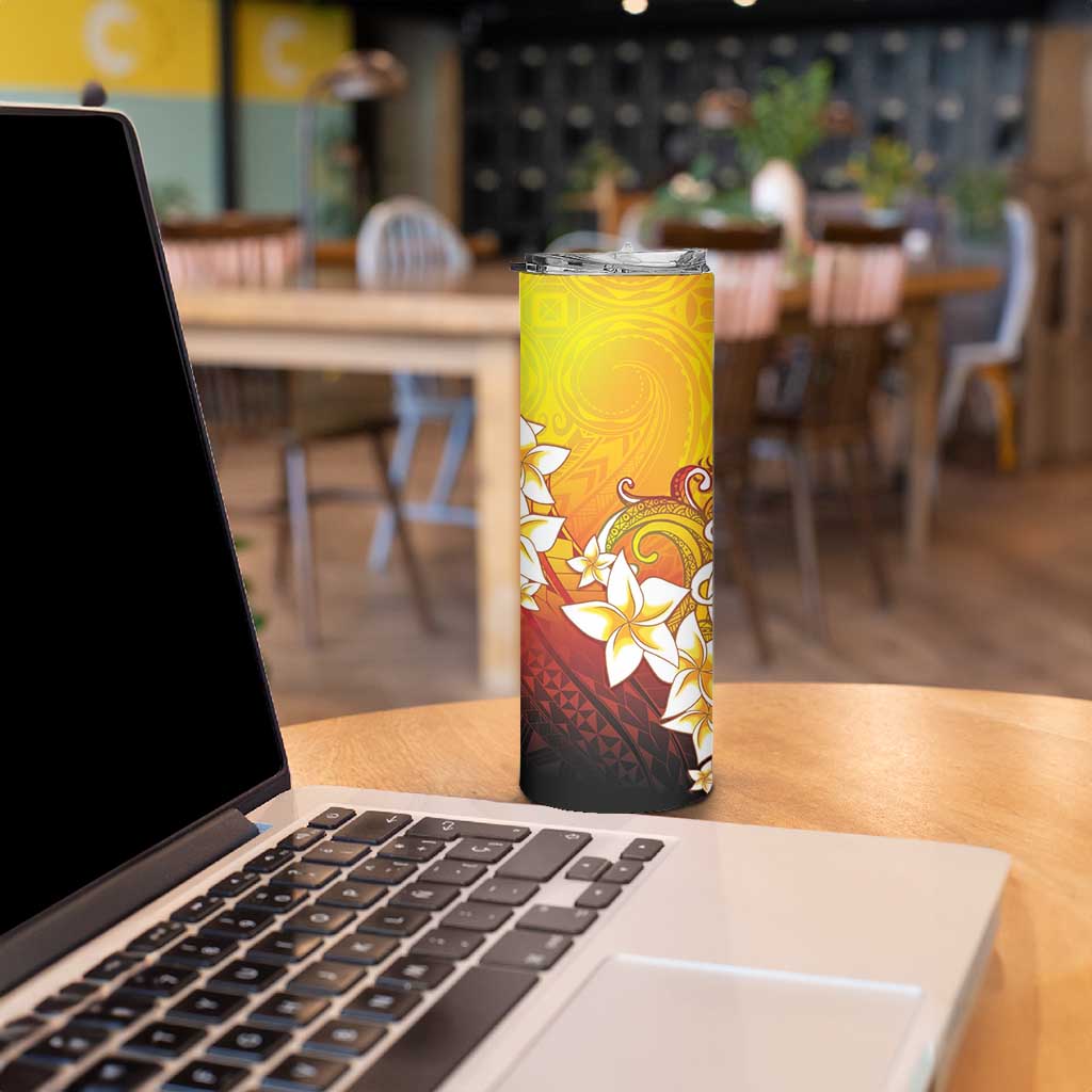 Tahiti Heiva Festival Skinny Tumbler Tahitian Vahine Plumeria Flowers