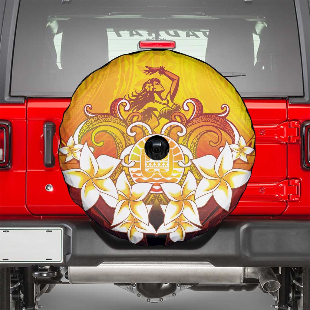 Tahiti Heiva Festival Spare Tire Cover Tahitian Vahine Plumeria Flowers