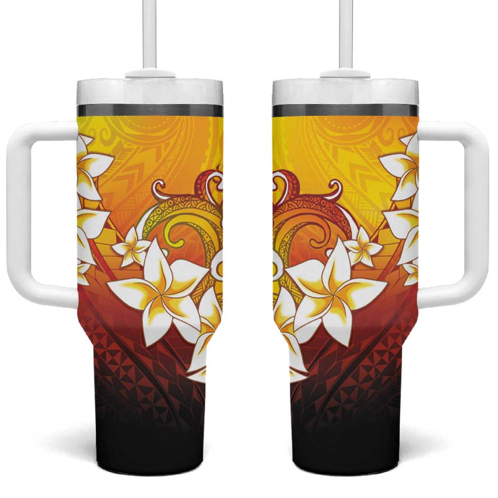 Tahiti Heiva Festival Tumbler With Handle Tahitian Vahine Plumeria Flowers