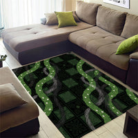 Hawaiian Quilt Area Rug Pele Hair Hinahina Lei Black Version