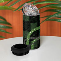 Hawaiian Quilt 4 in 1 Can Cooler Tumbler Pele Hair Hinahina Lei Black Version LT05 - Polynesian Pride