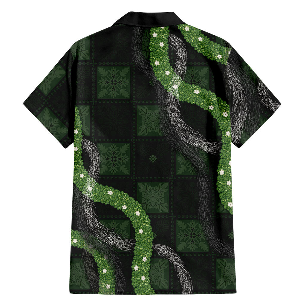 Hawaiian Quilt Family Matching Mermaid Dress and Hawaiian Shirt Pele Hair Hinahina Lei Black Version LT05 - Polynesian Pride