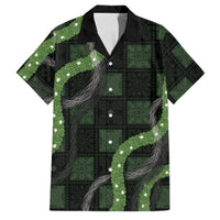 Hawaiian Quilt Family Matching Off Shoulder Short Dress and Hawaiian Shirt Pele Hair Hinahina Lei Black Version LT05 Dad's Shirt - Short Sleeve Black - Polynesian Pride