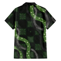 Hawaiian Quilt Family Matching Short Sleeve Bodycon Dress and Hawaiian Shirt Pele Hair Hinahina Lei Black Version LT05 - Polynesian Pride