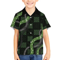 Hawaiian Quilt Family Matching Tank Maxi Dress and Hawaiian Shirt Pele Hair Hinahina Lei Black Version LT05 Son's Shirt Black - Polynesian Pride