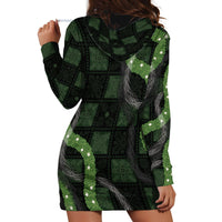 Hawaiian Quilt Hoodie Dress Pele Hair Hinahina Lei Black Version LT05 - Polynesian Pride