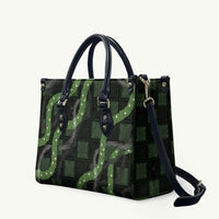 Hawaiian Quilt Leather Bag Pele Hair Hinahina Lei Black Version