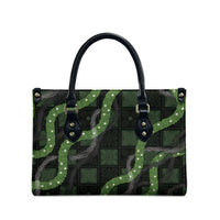 Hawaiian Quilt Leather Bag Pele Hair Hinahina Lei Black Version