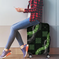 Hawaiian Quilt Luggage Cover Pele Hair Hinahina Lei Black Version