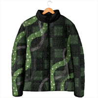 Hawaiian Quilt Padded Jacket Pele Hair Hinahina Lei Black Version