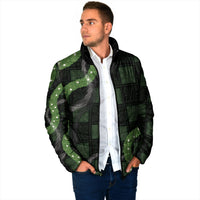 Hawaiian Quilt Padded Jacket Pele Hair Hinahina Lei Black Version