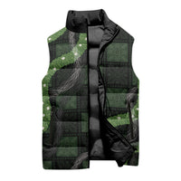 Hawaiian Quilt Sleeveless Puffer Jacket Pele Hair Hinahina Lei Black Version