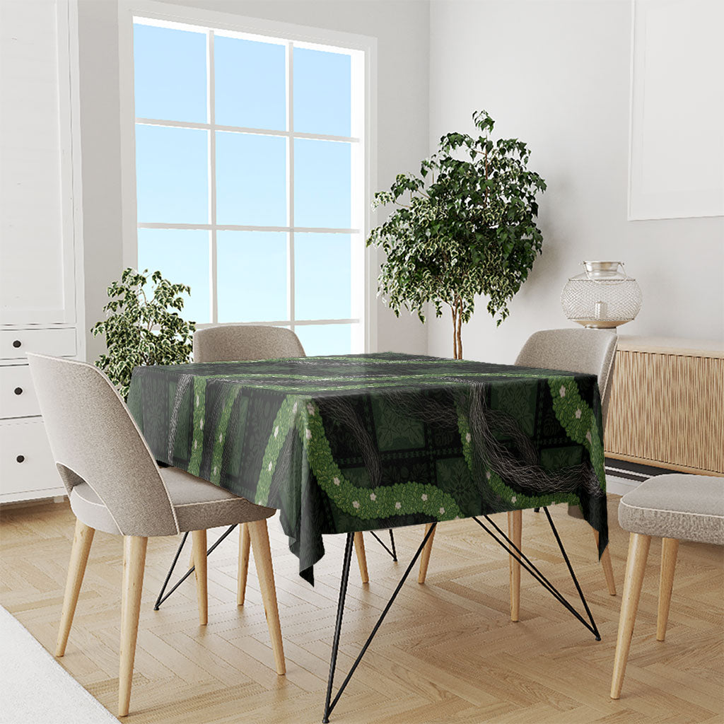 Hawaiian Quilt Tablecloth Pele Hair Hinahina Lei Black Version LT05 - Polynesian Pride