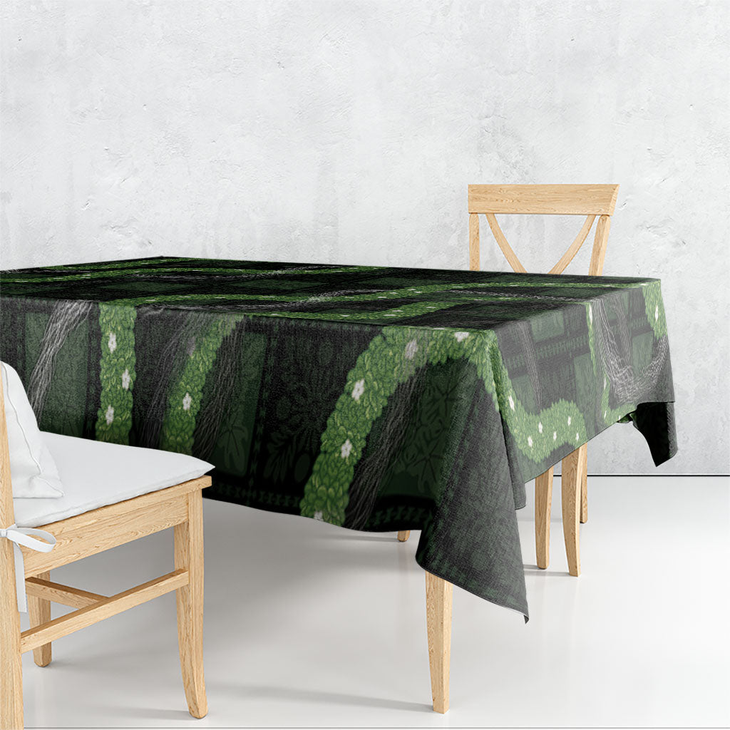 Hawaiian Quilt Tablecloth Pele Hair Hinahina Lei Black Version LT05 - Polynesian Pride
