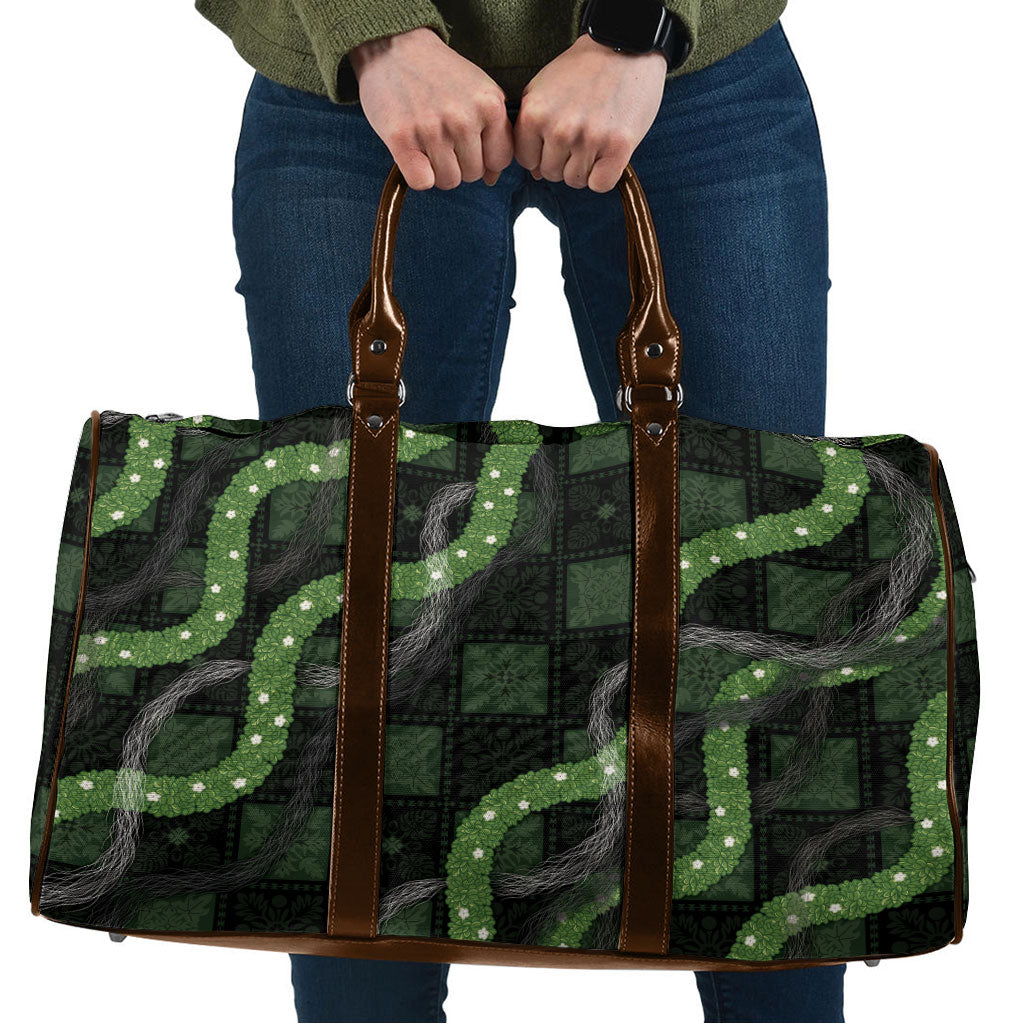 Hawaiian Quilt Travel Bag Pele Hair Hinahina Lei Black Version