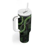 Hawaiian Quilt Tumbler With Handle Pele Hair Hinahina Lei Black Version LT05 - Polynesian Pride