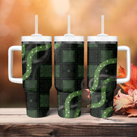 Hawaiian Quilt Tumbler With Handle Pele Hair Hinahina Lei Black Version LT05 - Polynesian Pride