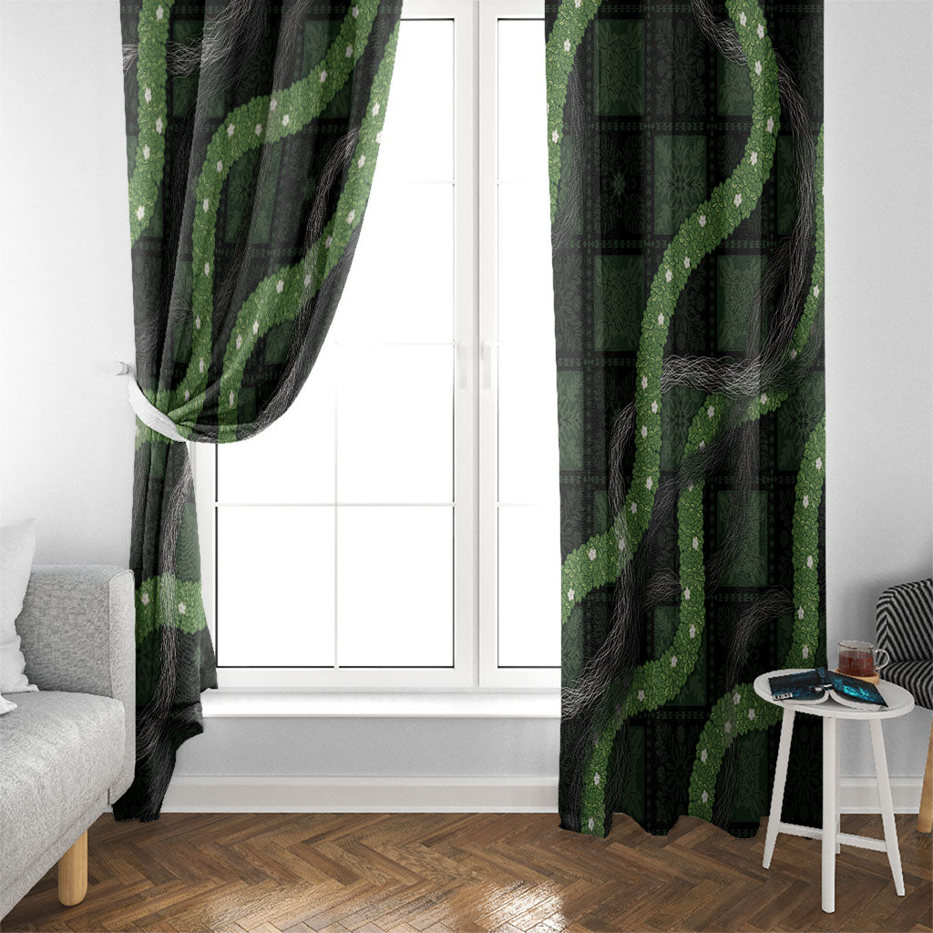 Hawaiian Quilt Window Curtain Pele Hair Hinahina Lei Black Version