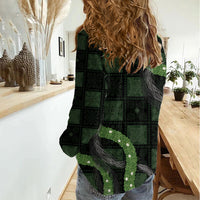 Hawaiian Quilt Women Casual Shirt Pele Hair Hinahina Lei Black Version LT05 - Polynesian Pride